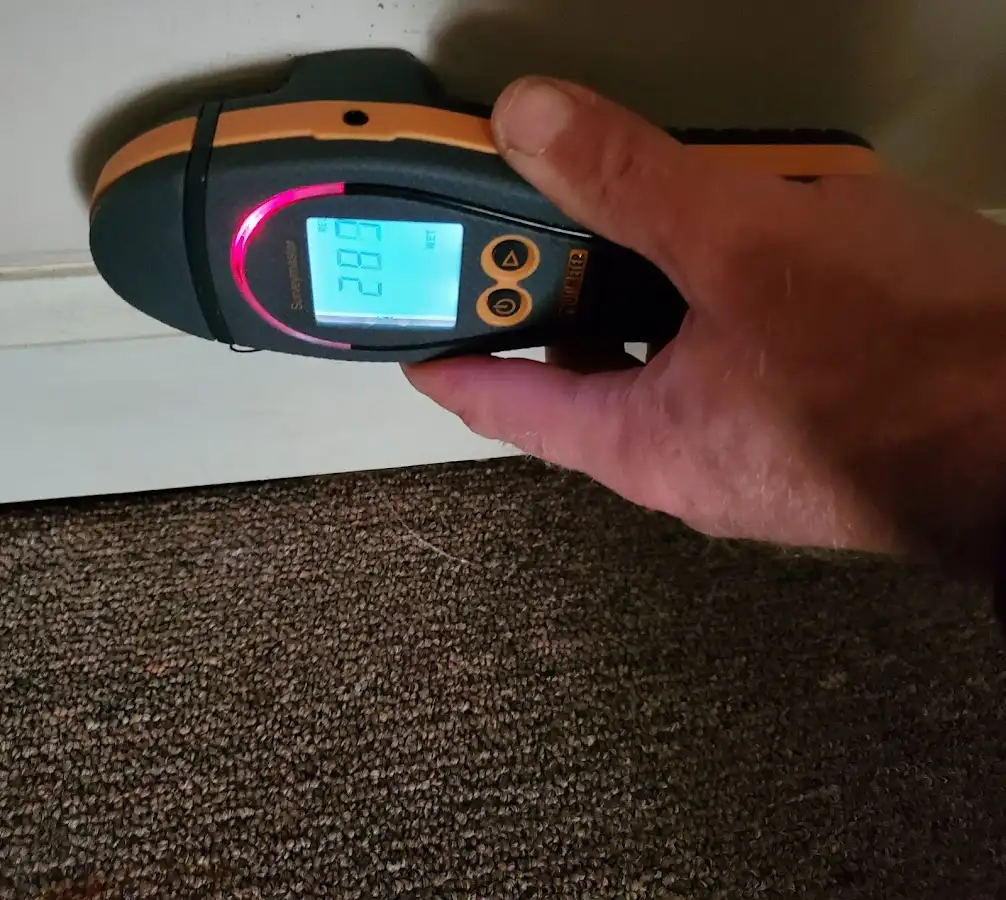 Moisture detection at baseboard during Mold Inspection & Testing in Perry Heights